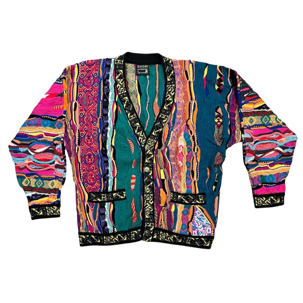 COOGI Vintage 80s 90s 100% Australian Wool Knit Cardigan Sweater Jacket Small - Picture 3 of 15